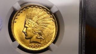 RARE! US Gold - 1907 $10 Gold Indian Gem - MS66 - NGC - $13,000