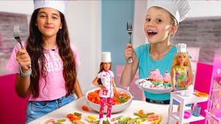 Nastya and Evelyn pretend to play the Barbie Challenge - Collection of video for kids