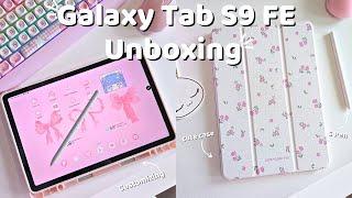 Samsung Galaxy Tab S9 FE  | ️Aesthetic unboxing 🩷 & Customization ️ (ASMR)