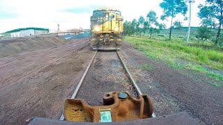 Coupling locomotive in ore loaded wagon