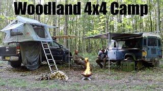 4x4 Vehicle Based Overnight Camp in the Woods.  Defender Camper.  Campfire Cooking.