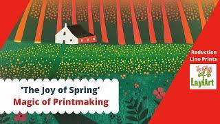 Reduction Linocut Print | 'The Joy of Spring'