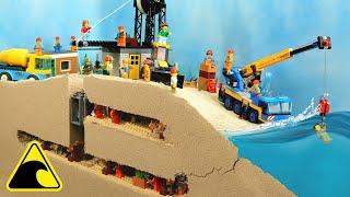 Lego Mine Flood Disaster - Tsunami Dam Breach Experiment - Wave Machine VS Emerald Mine