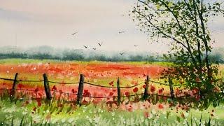 LESS IS MORE! Simple Poppy Field Watercolour Tutorial