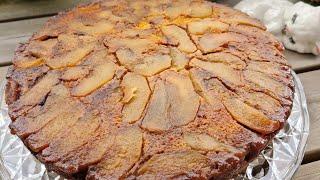 upside apple down cake   کیک سیب وارونه بینهایت خوشمزه همزن هم احتیاج ندارید.