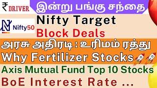 NIFTY Target | Tamil share market news | Delta Corp | Fertiliser stocks | Indus Towers | Axis Bank