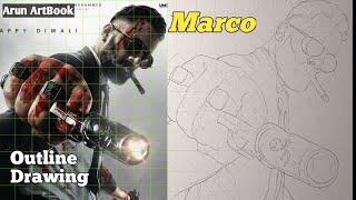 Marco Movie Unni Mukundan Drawing Easy / face Outline Tutorial / Marco / Arun ArtBook