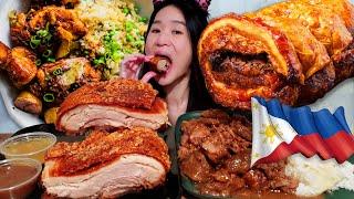 FILIPINO CRISPY BAGNET & ADOBO MUKBANG! Ilocano Pork Belly, Chicken Adobo - Pinoy Food ASMR Eating