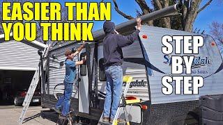 How To EASILY REPLACE Your RV Awning Fabric - Electric Awning Step By Step Guide