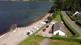 Invercoe Caravan & camping park Glencoe scotland from drone