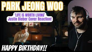 PARK JEONG WOO (of TREASURE) - 'Life Is Worth Living' Justin Bieber Cover Reaction!