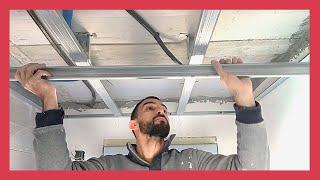  Cómo MONTAR un techo de PLADUR en un BAÑO ( paso a paso) Plancha HIDROFUGA ▶︎ DRYWALL