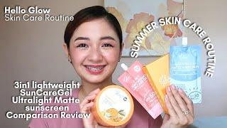 Hello Glow 3in1 light weight Sun Care Gel & Ultralight Matte sunscreen Comparison Review