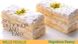 Mille Feuille or Napoleon Pastry Recipe | طرز تهیه شیرینی ناپلئونی با خمیر هزارلا