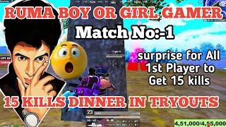 Tryouts 1st Player  to get 15 kills Dinner madan surprise  #madan #bgmitamil #bgmilivetamil