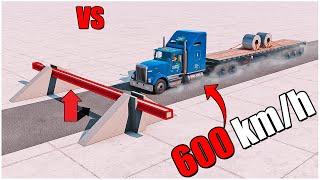 BeamNG Drive | Gavril T Steel Coil Trailer VS Square Concrete Barrier 600 km\h | car torture