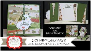 Schnippselkarte aus Fächerkarte mit Papierresten - tolle Geburtstagskarte - Stampin'Up! - Anleitung