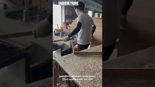 TAISHENG Framing equipment TS-J37 automatic frame underpinner working show . Fast work & hard vnail