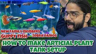 how to make artificial planted  setup for aquarium | artificial plant setup#vlog#lifeofjitenanuvlogs