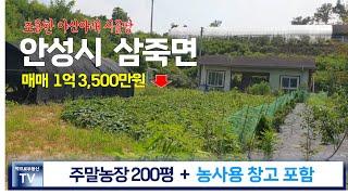 용인 SK하이닉스 가까운 안성 주말농장 토지와 최근 설치한 조립식 건물(농막대체 가능) 포함 매매가  1억 3,500만원으로 조정하여 매매합니다.  (약 200평)