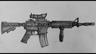 How to Draw an M4 Carbine Rifle