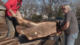 Sawing a bunch of Walnut and Cherry Logs with Jon and his dad