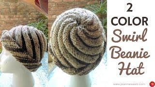 Two Color Swirl Hat  - Knitted Swirl Hat - Spiral Beanie 2 Colors