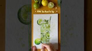 Hyper Realistic Mojito Painting | Watercolor Summer Drink Art | Paint vs Real #summerdrink #painting