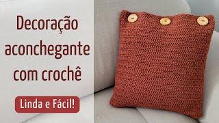 DIY - ALMOFADA DE CROCHÊ LINDA E FÁCIL! - Decorando a sala gastando pouco