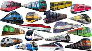 TRAIN and Railway Vehicles | Learn Railway Transport in English | Tram, Submarine, Train