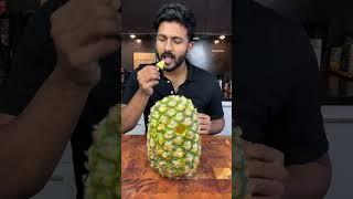 Eat pineapple without using a knife to cut- hack testing🫣 #shorts #hacks #asmr