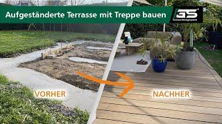 Aufgeständerte Terrasse mit Treppe aus Aluminium Unterkonstruktion ECOFIX bauen