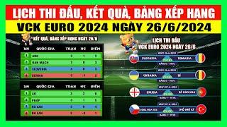 Lịch Thi Đấu, Kết Quả, Bảng Xếp Hạng VCK Euro 2024 Ngày 26/6 | Anh Vào Nhánh Đấu Dễ Thở Euro 2024