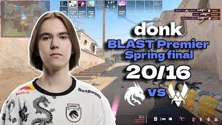 CS2 POV Spirit donk (20/16) vs Vitality (Dust2) @ BLAST Premier Spring Final 2024