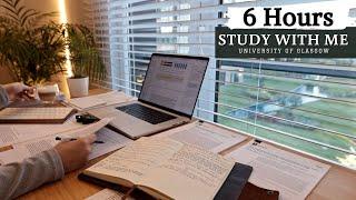 6 HOUR STUDY WITH ME on A RAINY DAY | Background noise, 10 min Break, No music, Study with Merve