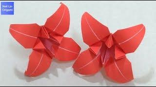 Origami Lily Flower Tutorial - How to make a paper Lily Flower - Step By Step