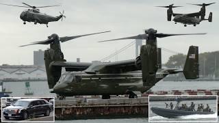 President Biden lands in New York protected by military forces, SWAT teams and heavy security