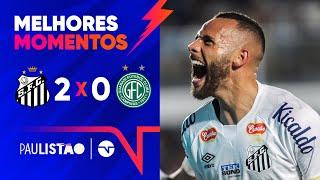 GUILHERME JOGA MUITO, MARCA DUAS VEZES, E O PEIXÃO VENCE MAIS UMA | SANTOS 2X0 GUARANI | PAULISTÃO