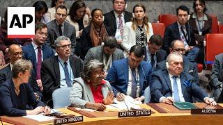 Moment UN Security Council votes on immediate ceasefire in Gaza, US abstains