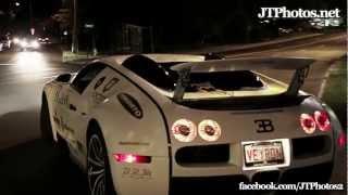 Matte white Bugatti Veyron full throttle acceleration