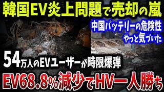 韓国のEV大火災が原因で売却が後を絶たず！EV離れが顕著に起きHVが爆売れしてしまいトヨタ大勝利か【ゆっくり解説】