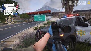 [NO COMMENTARY] GTA V LSPDFR | CHASE ENDED WITH A BIG SHOOTING NEAR STAB CITY | PANIC BUTTON - LASD