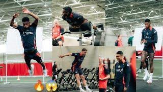 [video] Manchester United training at Carrington gym today , Rashford, Casemiro,Mason Mount...