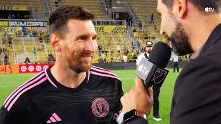 Messi Postgame Interview After Scoring TWO Goals securing Supporters' Shield for Inter Miami!