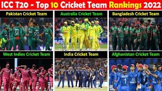 ICC T20 Rankings 2022 | Top 10 T20 Team Rankings 2022 | ICC T20 Top 10 T20 Team Rankings Update 2022