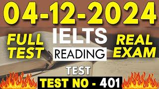 IELTS Reading Test 2024 with Answers | 03.12.2024 | Test No - 401