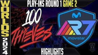 100 vs R7 Highlights Game 2 | Worlds 2024 Play Ins Round 1 | 100 Thieves vs Rainbow7 G2