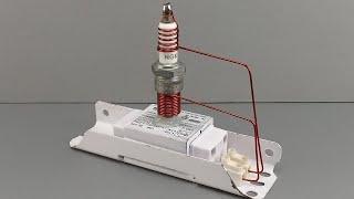 Awesome make 220v free electricity energy using spark plug with light bulb transformer