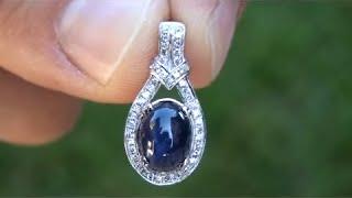 eBay AUCTION Circa 1950's Natural Unheated Sapphire & Diamond Pendant  SEE VIDEO