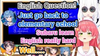 English Quiz with Miko Suisei Azki Sora Subaru, Which One Know English The Best?? with MC Fubuki!!!!